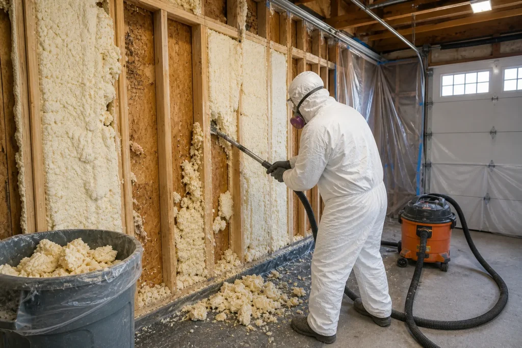 What Professional Garage Spray Foam Insulation Removal Actually Involves
