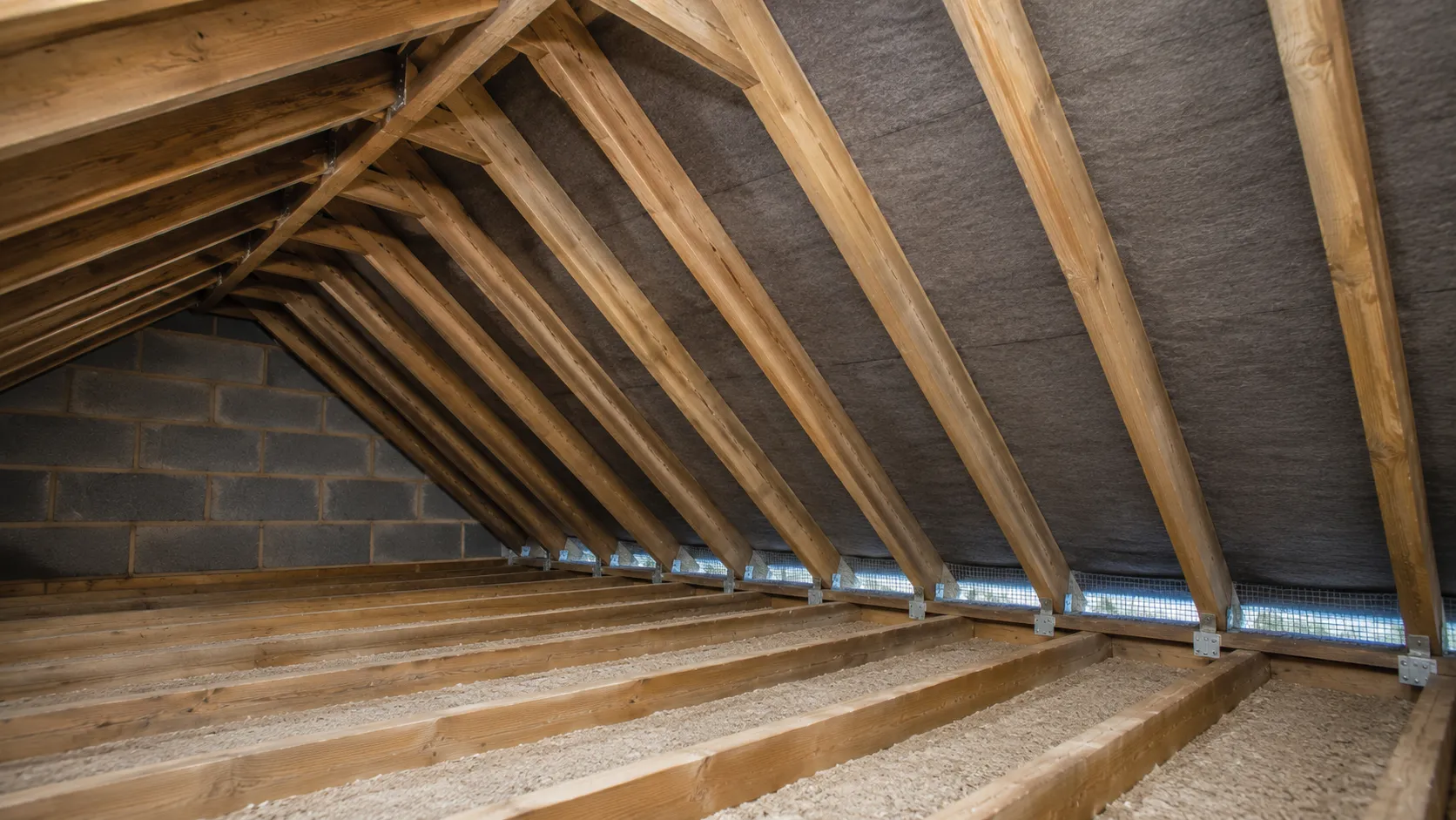lean Loft & Attic roof after spray foam removal with exposed timber and restored ventilation